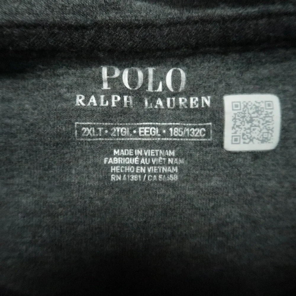 Polo Ralph Lauren Sweater Mens‎ XXL Tall Charcoal Gray Quarter Zip Pullover 2XLT